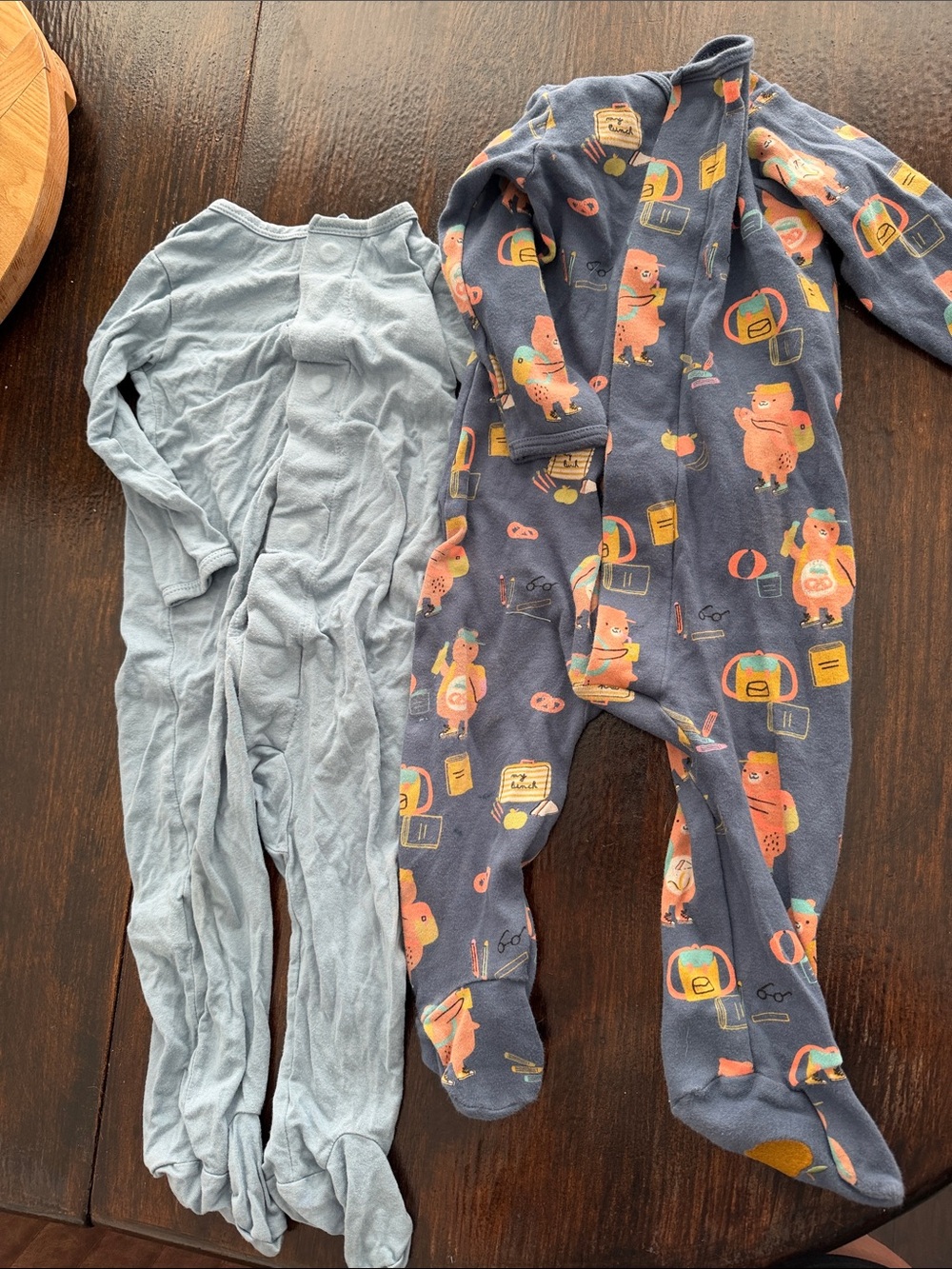 Magnetic Me Navy Footed One-Piece with Orange Bear Print